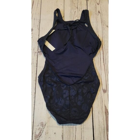 ROBIN PICCONE ONE PIECE SWIMSUIT WOMENS SZ 8 ANA HIGH NECK DAMASCO NAVY FLORAL - Picture 5 of 5